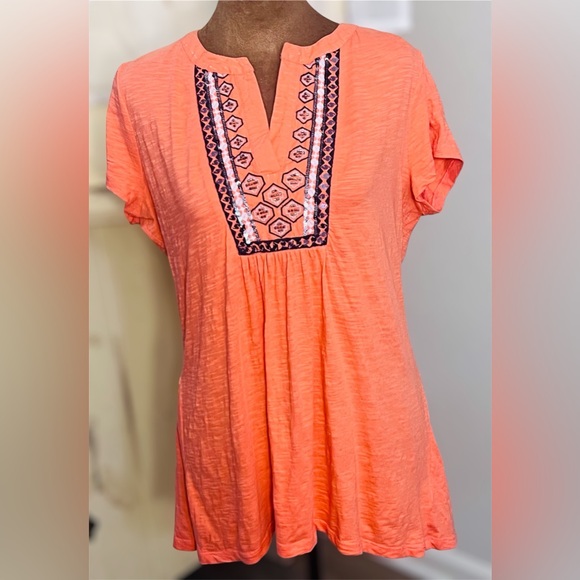Style & Co. Tops - Orange/Coral Embroidered Top Small